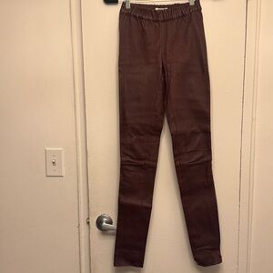 Women's Lambskin stretch Pants - Brown